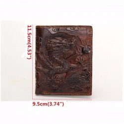 Men Genuine Leather Dragon Long Short Wallet Coin Money Card Holder Clutch Purse